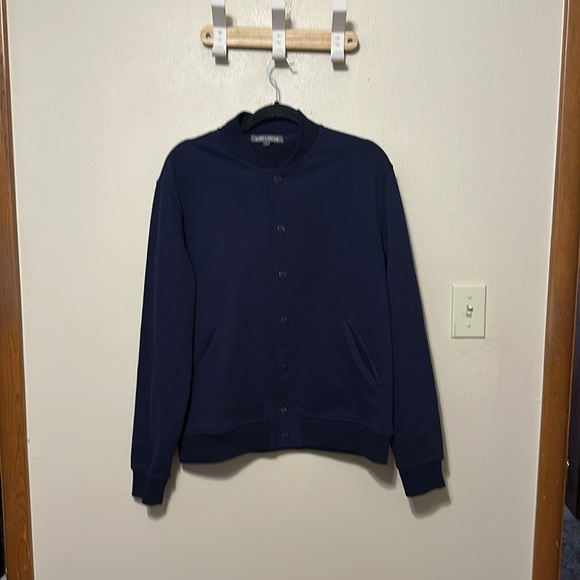 Slate & Stone Baseball Varsity Snap Button Bomber Sweater Jacket Navy‎ in Large - Picture 4 of 8